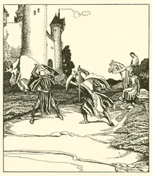 Sir Launcelot does battle with Sir Turquine