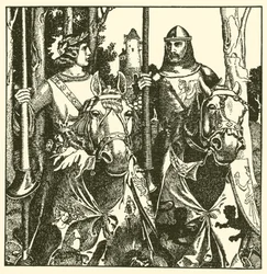 Sir Percival and Sir Lamorack ride together