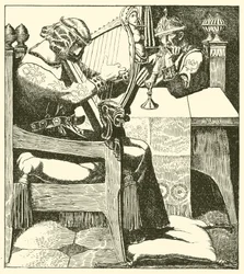 Sir Tristram harps before King Mark