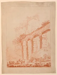 Goatherds in Landscape with Ruins