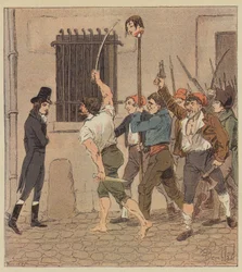 I was met by a group of hideous men carrying a head on a pike
