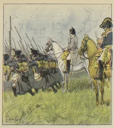 The Emperor contemplates his conscripts at the battle