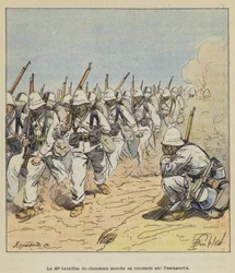 The 40th Battalion of Hunters Marching in Squad on Tsarasaotra