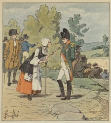 Napoleon talks with an old woman from Tarare