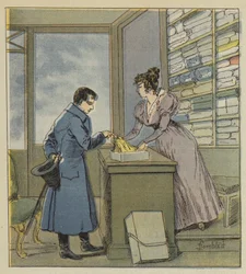 Napoleon disguised in a shop on Saint-Denis street