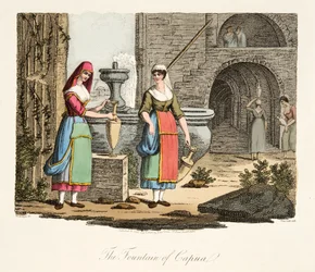The Fountain of Capua, from Italian Scenery, representing the Manners, Customs and Amusements of the different States of Italy, pub. 1806