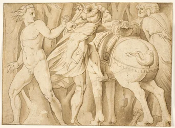 Scene from Roman History? A Man Mounting a Horse Held by a Nude Man