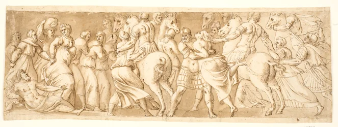 The Rape of the Sabine Women, left half