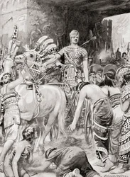 Psamtik I of Egypt entering the city Azotus or Ashdod, from Hutchinson
