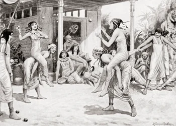 Young girls playing ball in the form of a dance in ancient Egypt, from Hutchinson