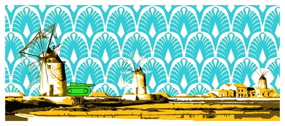 Windmills and Green Tank