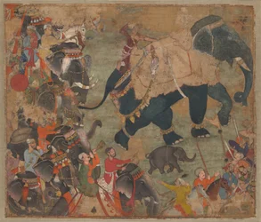 A Prince Riding an Elephant in Procession