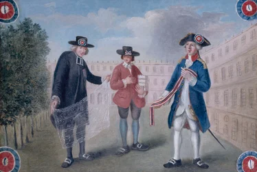 To the Three Estates. Sign of a cockade merchant at the Palais-Royal. Palais-Royal, 1st arrondissement, Paris