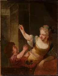 Two Children Playing with Dark Cherries