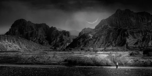 Wanderer Under Crescent Moon