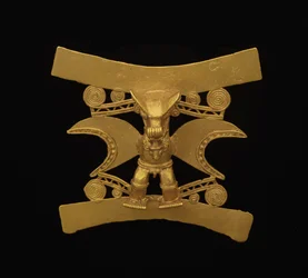 Pendant depicting a figure with bat like mask, Late Period V - Period VI, c.700-1550