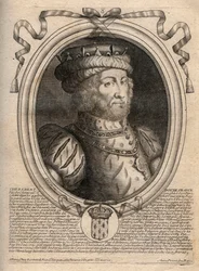 Portrait of Caribert or Charibert (d.567) King of the Franks - Engraving from 
