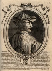 Portrait of Chilperic II (c. 670 - 721), King of Neustria - Chilperic II King of the Franks - Engraving from 