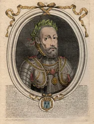 Portrait of Henry II (1519-1559) King of France. Engraving from 