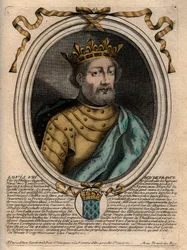 Portrait of Louis VIII, King of France - Louis VIII King of France - Engraving from Les Augustes Representations de tous les Kings de France depuis Pharamond à la LouisXIV, Paris