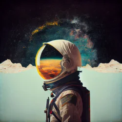 Abstract Lonely Astronaut in Space