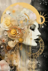 Gold & Pastel Coloring New Moon in Virgo
