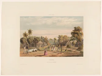 Slave Quarters on a Plantation, Slave Camp, Suriname. A Plantation Slave Camp