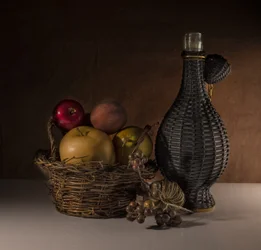 Rustic Fruit and Bottle