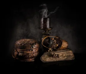 Smoking Candle Still Life