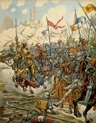 History of France in the Middle Ages: King Louis XI called the Prudent at the head of his army during the Battle of Montlery against the Ligue du Bien Public, July 16