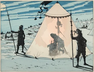 Illustration from the Book Le Bon Roy Henri, Illustrated by Jacques Marie Gaston Onfray de Breville dit JOB: Henri IV After His Victory at the Battle of Arques