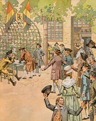 History of Belgium: Enrolment of Volunteers for the Army of Patriots at the Cafe du Coffy