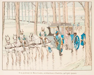 Napoleon Bonaparte goes to the front of Marie Louise of Austria before her marriage in 1810