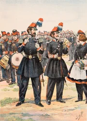 Outfit of the French Troops at All Times: Tambour Major, Conductor of Music and Cantiniere of the Mobile Guard