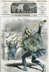 The game of knives, Adolphe Thiers (1797-1877), French historian and statesman. Cover in 