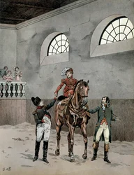 Napoleon I Bonaparte Attends Riding Lessons of Impress Marie Louise